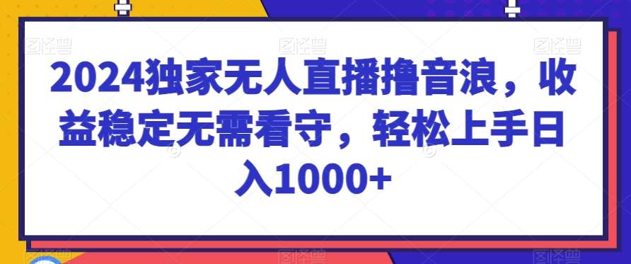 2024独家无人直播撸音浪，收益稳定无需看守，轻松上手日入1000+【揭秘】副业基地_极客搞钱_中创网_福缘网_冒泡网_资源整合平台副业基地