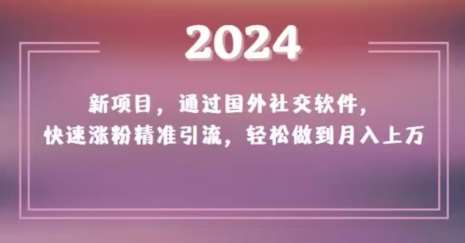 2024新项目，通过国外社交软件，快速涨粉精准引流，轻松做到月入上万【揭秘】副业基地_极客搞钱_中创网_福缘网_冒泡网_资源整合平台副业基地