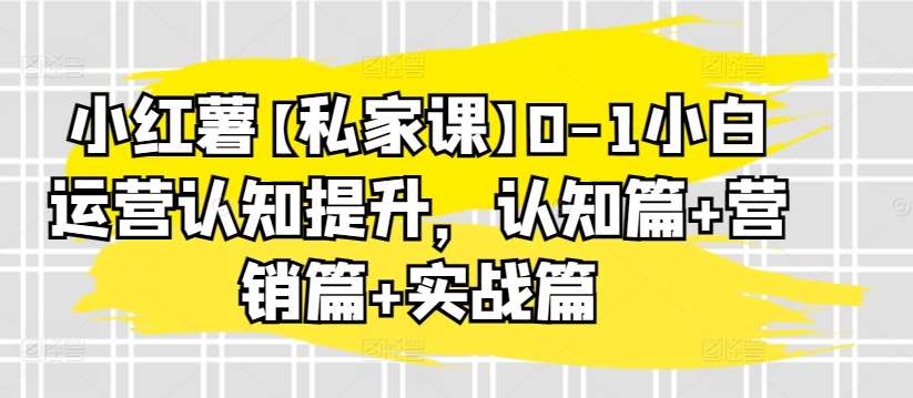 小红薯【私家课】0-1小白运营认知提升，认知篇+营销篇+实战篇副业基地_极客搞钱_中创网_福缘网_冒泡网_资源整合平台副业基地