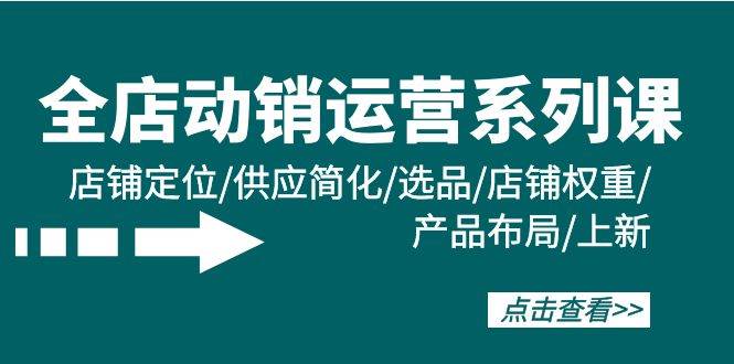 （9845期）全店·动销运营系列课：店铺定位/供应简化/选品/店铺权重/产品布局/上新副业基地_极客搞钱_中创网_福缘网_冒泡网_资源整合平台副业基地