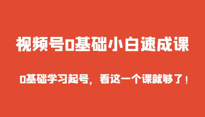 视频号0基础小白速成课，0基础学习起号，看这一个课就够了！副业基地_极客搞钱_中创网_福缘网_冒泡网_资源整合平台副业基地