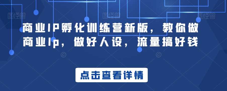 商业IP孵化训练营新版，教你做商业Ip，做好人设，流量搞好钱副业基地_极客搞钱_中创网_福缘网_冒泡网_资源整合平台副业基地