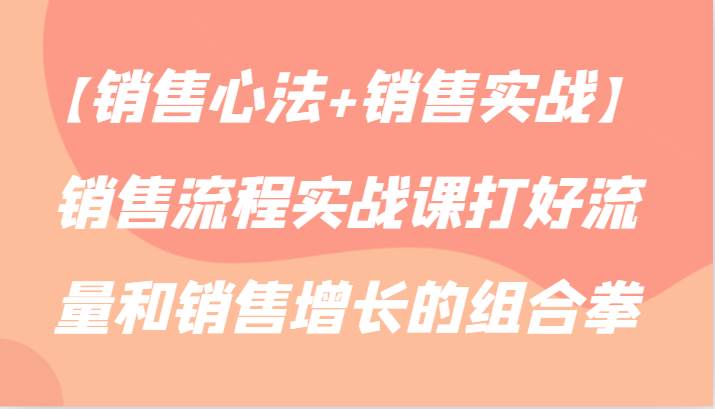 【销售心法+销售实战】销售流程实战课打好流量和销售增长的组合拳副业基地_极客搞钱_中创网_福缘网_冒泡网_资源整合平台副业基地