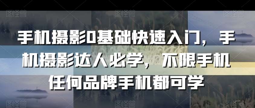 手机摄影0基础快速入门，手机摄影达人必学，不限手机任何品牌手机都可学副业基地_极客搞钱_中创网_福缘网_冒泡网_资源整合平台副业基地