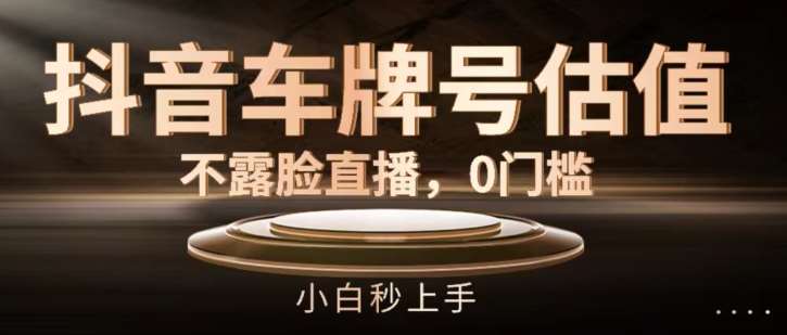 抖音车牌号估值，不露脸直播，0门槛，小白秒上手【揭秘】副业基地_极客搞钱_中创网_福缘网_冒泡网_资源整合平台副业基地