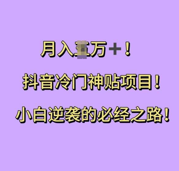 抖音冷门神贴项目，小白逆袭的必经之路，月入过W【揭秘】副业基地_极客搞钱_中创网_福缘网_冒泡网_资源整合平台副业基地