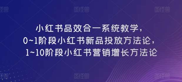 小红书品效合一系统教学，​0~1阶段小红书新品投放方法论，​1~10阶段小红书营销增长方法论副业基地_极客搞钱_中创网_福缘网_冒泡网_资源整合平台副业基地