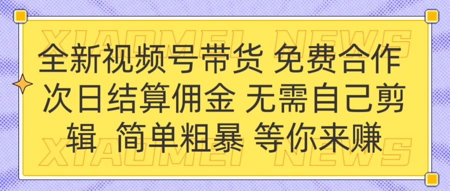 全新视频号 免费合作 佣金次日结算 无需自己剪辑副业基地_极客搞钱_中创网_福缘网_冒泡网_资源整合平台副业基地