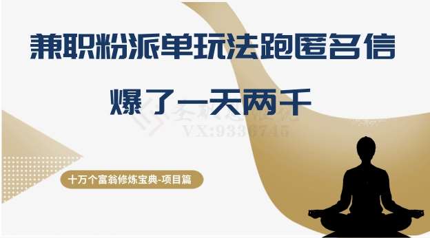 十万个富翁修炼宝典之6.兼职粉派单玩法跑匿名信，爆了一天两千副业基地_极客搞钱_中创网_福缘网_冒泡网_资源整合平台副业基地