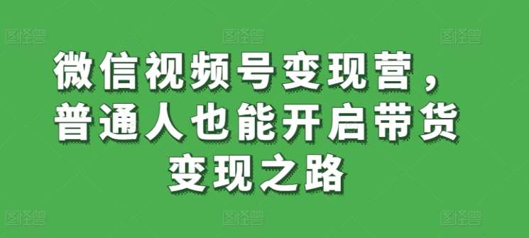 微信视频号变现营，普通人也能开启带货变现之路副业基地_极客搞钱_中创网_福缘网_冒泡网_资源整合平台副业基地