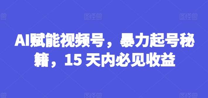 AI赋能视频号，暴力起号秘籍，15 天内必见收益【揭秘】副业基地_极客搞钱_中创网_福缘网_冒泡网_资源整合平台副业基地