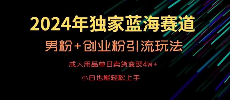 2024年独家蓝海赛道，成人用品单日卖货变现4W+，男粉+创业粉引流玩法，不愁搞不到流量【揭秘】副业基地_极客搞钱_中创网_福缘网_冒泡网_资源整合平台副业基地