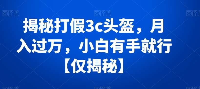 揭秘打假3c头盔，月入过万，小白有手就行【仅揭秘】副业基地_极客搞钱_中创网_福缘网_冒泡网_资源整合平台副业基地