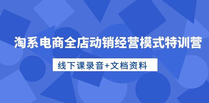（10192期）淘系电商全店动销经营模式特训营，线下课录音+文档资料副业基地_极客搞钱_中创网_福缘网_冒泡网_资源整合平台副业基地