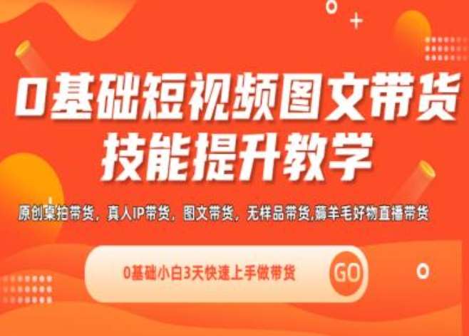 0基础短视频图文带货实操技能提升教学(直播课+视频课),0基础小白3天快速上手做带货副业基地_极客搞钱_中创网_福缘网_冒泡网_资源整合平台副业基地
