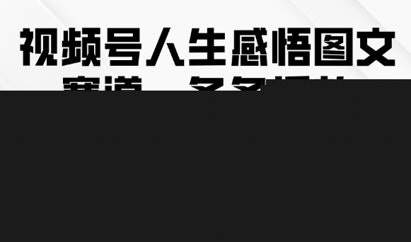 视频号人生感悟图文赛道，条条播放10w+，这个方法做视频号太牛了副业基地_极客搞钱_中创网_福缘网_冒泡网_资源整合平台副业基地