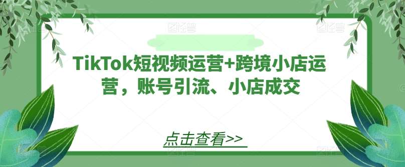 TikTok短视频运营+跨境小店运营，账号引流、小店成交副业基地_极客搞钱_中创网_福缘网_冒泡网_资源整合平台副业基地