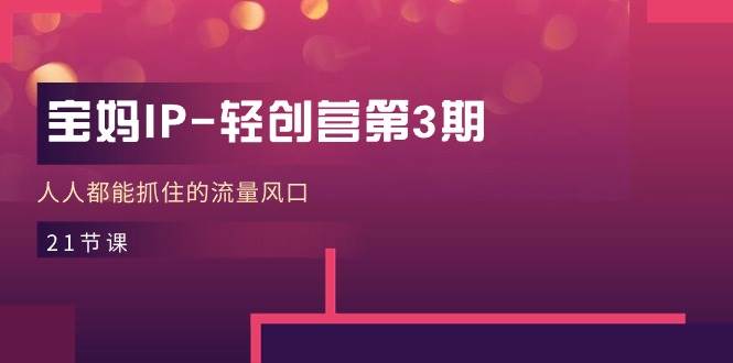 宝妈IP轻创营第3期，人人都能抓住的流量风口（21节课）副业基地_极客搞钱_中创网_福缘网_冒泡网_资源整合平台副业基地