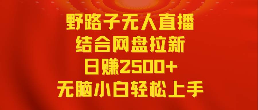 （9025期）无人直播野路子结合网盘拉新，日赚2500+多平台变现，小白无脑轻松上手操作副业基地_极客搞钱_中创网_福缘网_冒泡网_资源整合平台副业基地