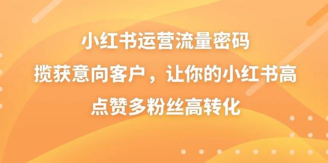 小红书运营流量密码，揽获意向客户，让你的小红书高点赞多粉丝高转化副业基地_极客搞钱_中创网_福缘网_冒泡网_资源整合平台副业基地