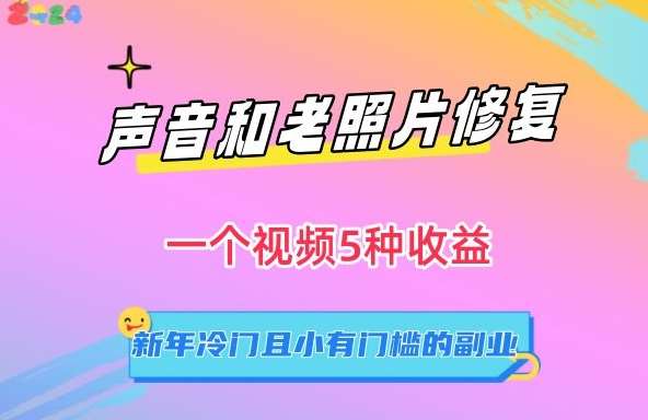 声音和老照片修复，一个视频5种收益，新年冷门且小有门槛的副业【揭秘】副业基地_极客搞钱_中创网_福缘网_冒泡网_资源整合平台副业基地
