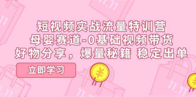 （11373期）短视频实战流量特训营，母婴赛道-0基础带货，好物分享，爆量秘籍 稳定出单副业基地_极客搞钱_中创网_福缘网_冒泡网_资源整合平台副业基地