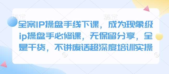 全案IP操盘手线下课，成为现象级ip操盘手必修课，无保留分享，全是干货，不讲废话超深度培训实操副业基地_极客搞钱_中创网_福缘网_冒泡网_资源整合平台副业基地