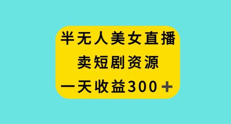 半无人美女直播，卖短剧资源，一天收益300+【揭秘】副业基地_极客搞钱_中创网_福缘网_冒泡网_资源整合平台副业基地