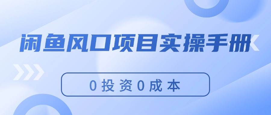 （11923期）闲鱼风口项目实操手册，0投资0成本，让你做到，月入过万，新手可做副业基地_极客搞钱_中创网_福缘网_冒泡网_资源整合平台副业基地