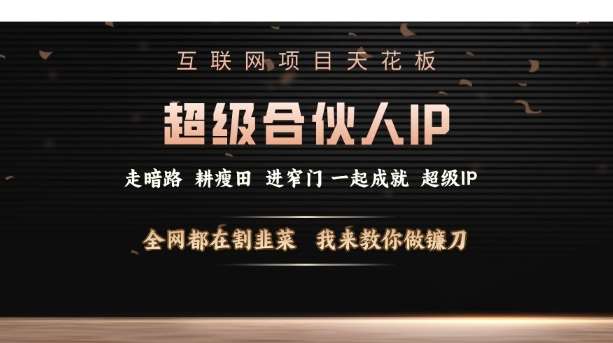 互联网项目天花板，超级合伙人IP，全网都在割韭菜，我来教你做镰刀【仅揭秘】副业基地_极客搞钱_中创网_福缘网_冒泡网_资源整合平台副业基地
