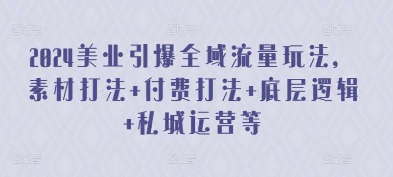 2024美业引爆全域流量玩法，素材打法 付费打法 底层逻辑 私城运营等副业基地_极客搞钱_中创网_福缘网_冒泡网_资源整合平台副业基地