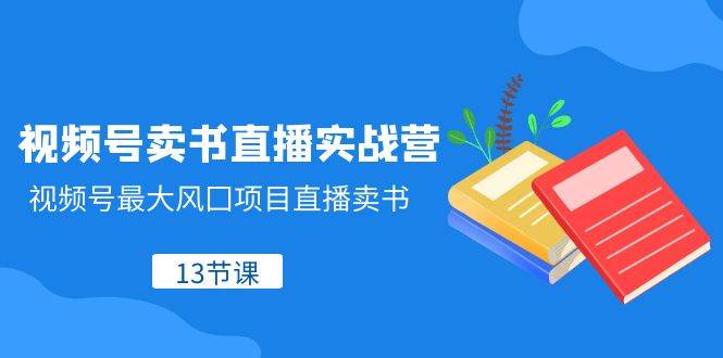 视频号卖书直播实战营，视频号最大风囗项目直播卖书（13节课）副业基地_极客搞钱_中创网_福缘网_冒泡网_资源整合平台副业基地