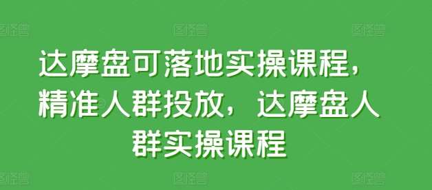 达摩盘可落地实操课程，精准人群投放，达摩盘人群实操课程副业基地_极客搞钱_中创网_福缘网_冒泡网_资源整合平台副业基地