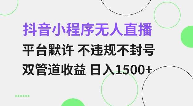 抖音小程序无人直播 平台默许 不违规不封号 双管道收益 日入多张 小白也能轻松操作【仅揭秘】副业基地_极客搞钱_中创网_福缘网_冒泡网_资源整合平台副业基地