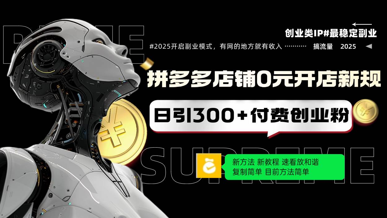 （14092期）拼多多店铺0元开店新规，日引300+付费创业粉，目前方法简单复制粘贴可矩阵副业基地_极客搞钱_中创网_福缘网_冒泡网_资源整合平台副业基地