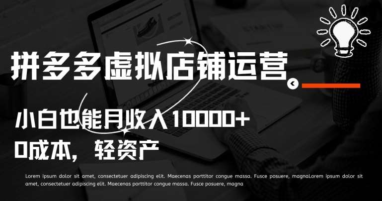 拼多多虚拟店铺运营小白也能月收入10000+【揭秘】副业基地_极客搞钱_中创网_福缘网_冒泡网_资源整合平台副业基地