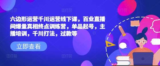六边形运营千川运营线下课，百业直播间爆量真相终点训练营，单品起号，主播培训，千川打法，过款等副业基地_极客搞钱_中创网_福缘网_冒泡网_资源整合平台副业基地