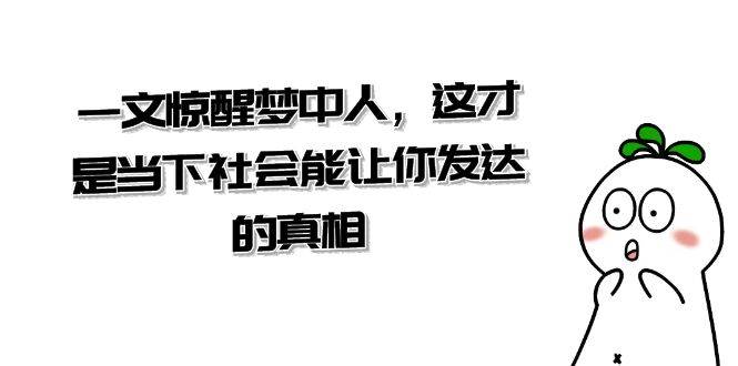 （8480期）某公众号付费文章《一文 惊醒梦中人，这才是当下社会能让你发达的真相》副业基地_极客搞钱_中创网_福缘网_冒泡网_资源整合平台副业基地