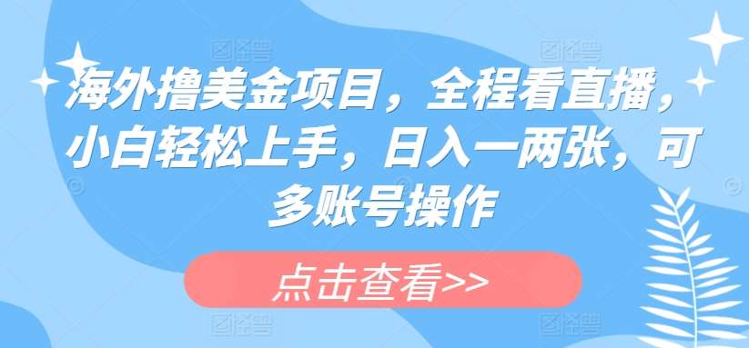 海外撸美金项目，全程看直播，小白轻松上手，日入一两张，可多账号操作【揭秘】副业基地_极客搞钱_中创网_福缘网_冒泡网_资源整合平台副业基地