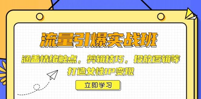 （14008期）流量引爆实战班，涵盖情绪触点，剪辑技巧，投放逻辑等，打造女性IP变现副业基地_极客搞钱_中创网_福缘网_冒泡网_资源整合平台副业基地