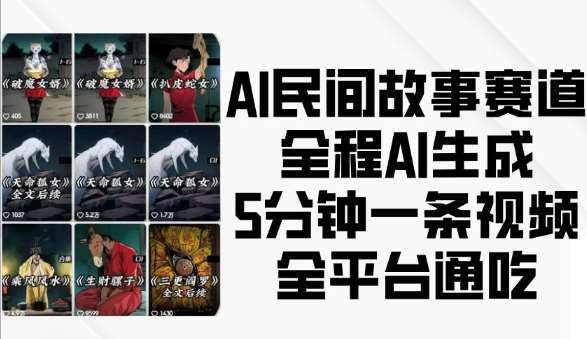 AI民间故事赛道，全程AI生成5分钟一条视频，全平台通吃副业基地_极客搞钱_中创网_福缘网_冒泡网_资源整合平台副业基地
