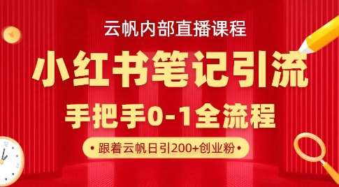 云帆内部直播课·小红书笔记引流，手把手从0-1全流程副业基地_极客搞钱_中创网_福缘网_冒泡网_资源整合平台副业基地