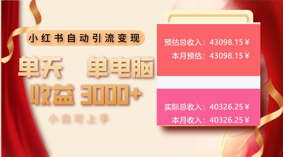 （13999期）小红书自动引流变现 单天单电脑收益3000+  小白可上手副业基地_极客搞钱_中创网_福缘网_冒泡网_资源整合平台副业基地