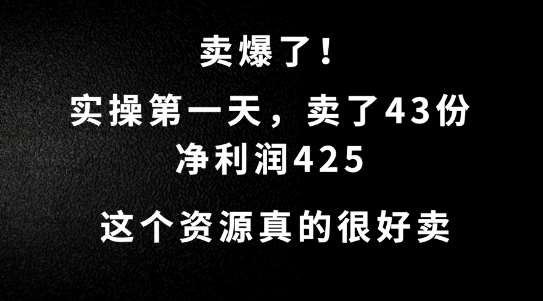 这个资源，需求很大，实操第一天卖了43份，净利润425【揭秘】副业基地_极客搞钱_中创网_福缘网_冒泡网_资源整合平台副业基地