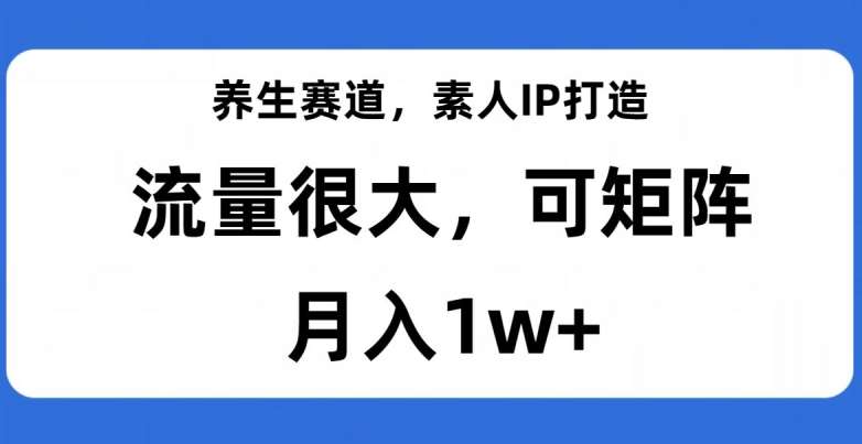 养生赛道，素人IP打造，流量很大，可矩阵，月入1w+【揭秘】副业基地_极客搞钱_中创网_福缘网_冒泡网_资源整合平台副业基地