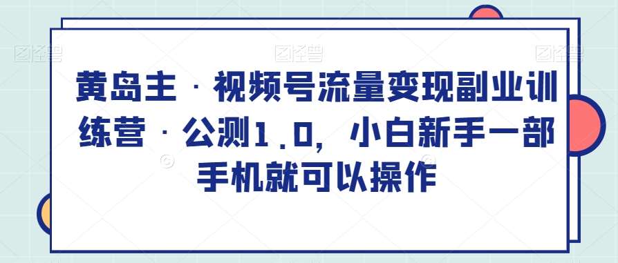 黄岛主·视频号流量变现副业训练营·公测1.0，小白新手一部手机就可以操作副业基地_极客搞钱_中创网_福缘网_冒泡网_资源整合平台副业基地