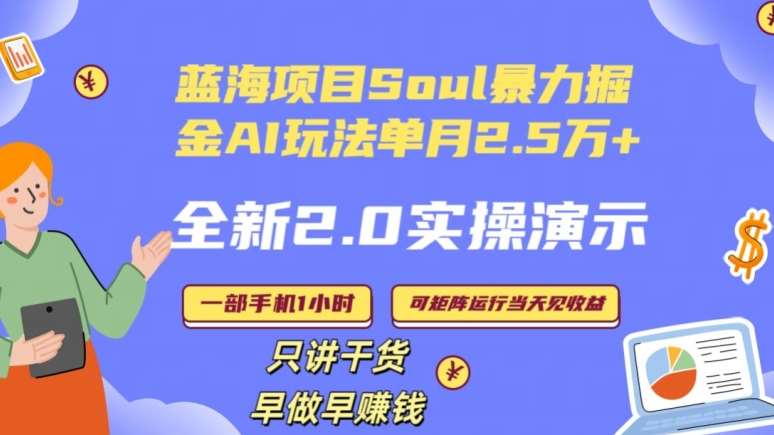 Soul怎么做到单月变现25000+全新2.0AI掘金玩法全程实操演示小白好上手【揭秘】副业基地_极客搞钱_中创网_福缘网_冒泡网_资源整合平台副业基地