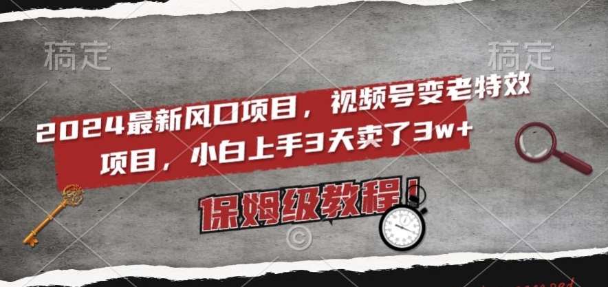 2024最新风口项目，视频号变老特效项目，电脑小白上手3天卖了3w+，保姆级教程【揭秘】副业基地_极客搞钱_中创网_福缘网_冒泡网_资源整合平台副业基地