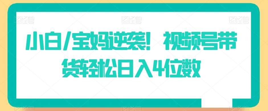小白/宝妈逆袭！视频号带货轻松日入4位数【揭秘】副业基地_极客搞钱_中创网_福缘网_冒泡网_资源整合平台副业基地