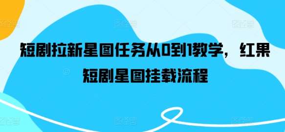 短剧拉新星图任务从0到1教学，红果短剧星图挂载流程副业基地_极客搞钱_中创网_福缘网_冒泡网_资源整合平台副业基地
